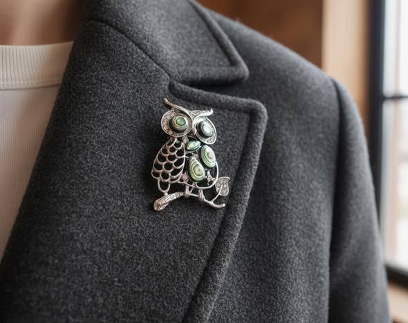 Sova brož i přívěsek s perletí Paua