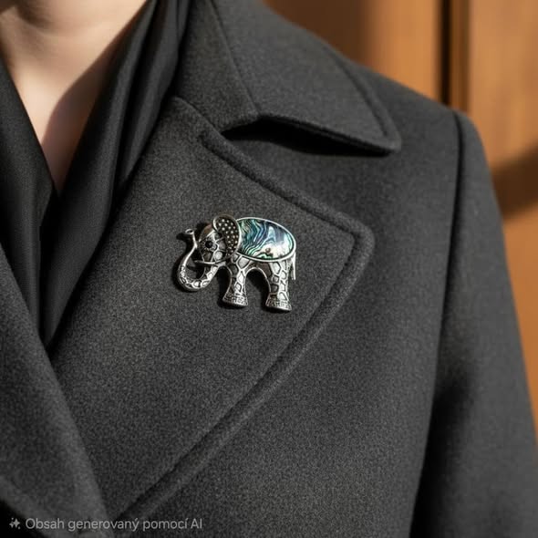 Slon brož i přívěsek s perletí Paua