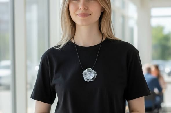 Kytka malá přívěsek i brož z šedé perleti