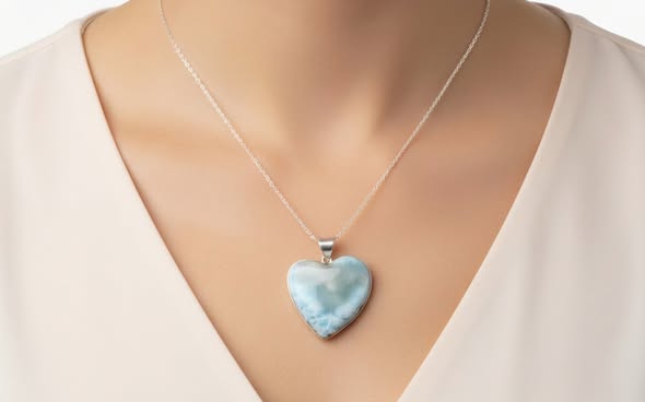 Larimar přívěsek srdce maxi velké 29,13g