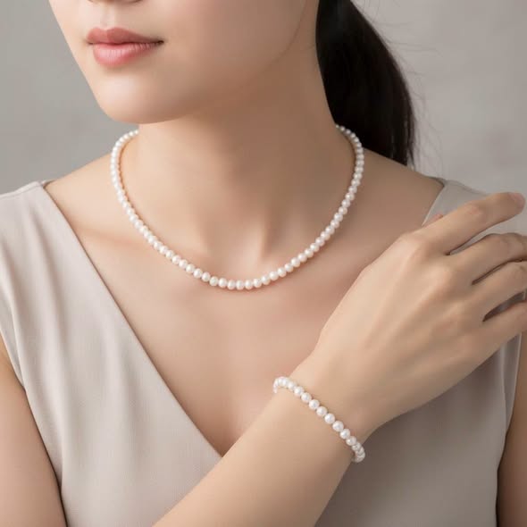 Říční perly set bílé náhrdelník vel. 0,5cm , obvod 45 cm
