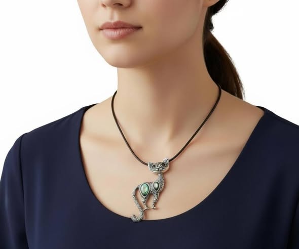 Kočička brož i přívěsek s perletí Paua č.1