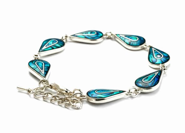 Náramek s perletí Paua kapka velká