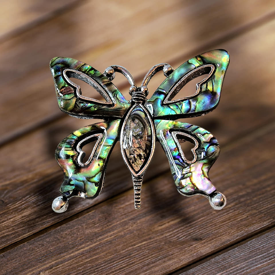 Motýl přívěsek i brož s perletí Paua