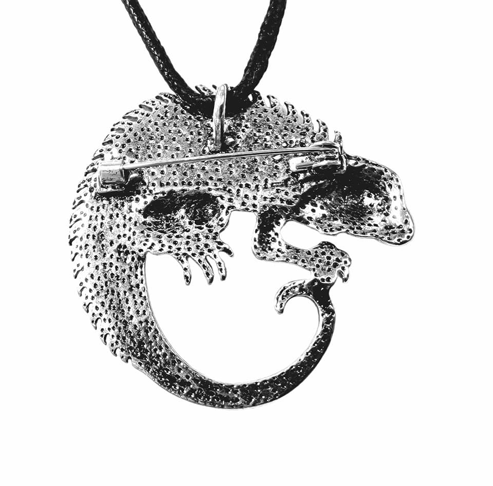 Leguan brož i přívěsek s perletí Paua 