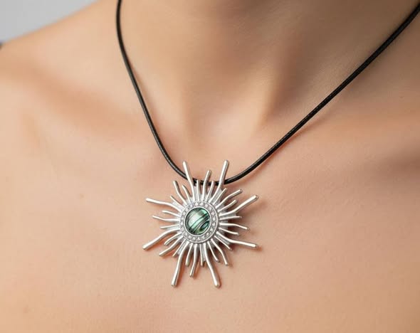 Slunce velké brož i přívěsek s perletí Paua