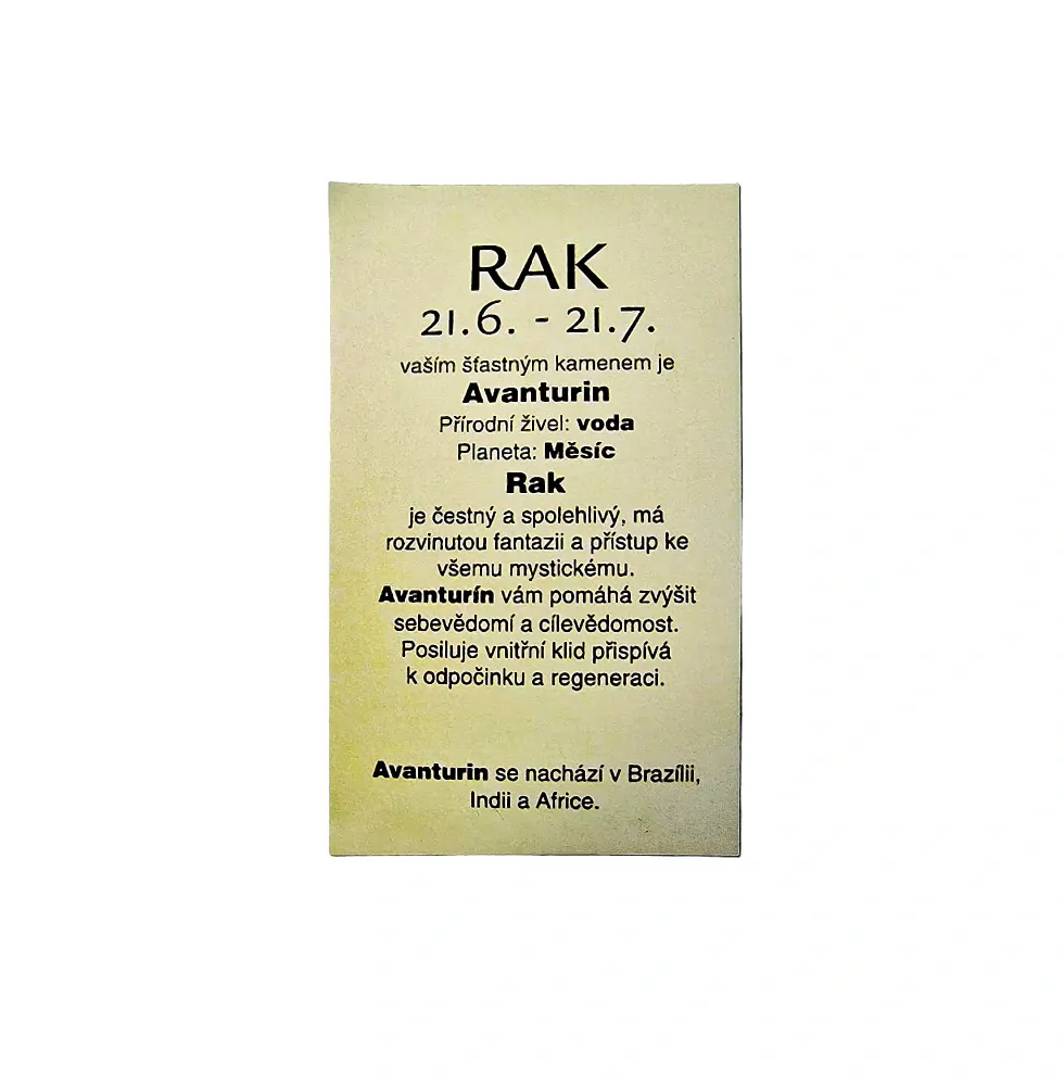 Hematit náramek - znamení zvěrokruhu Rak s kartičkou