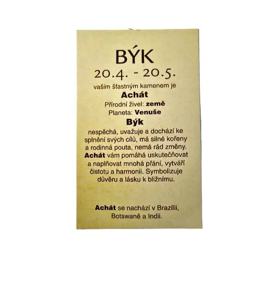 Hematit náramek - znamení zvěrokruhu Býk s kartičkou