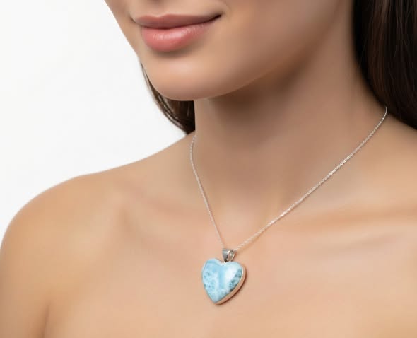 Larimar přívěsek srdce maxi velké 25,39g