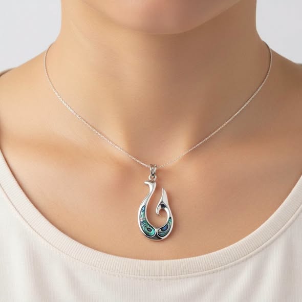 Maorský talisman Koru s perletí Paua č. 2