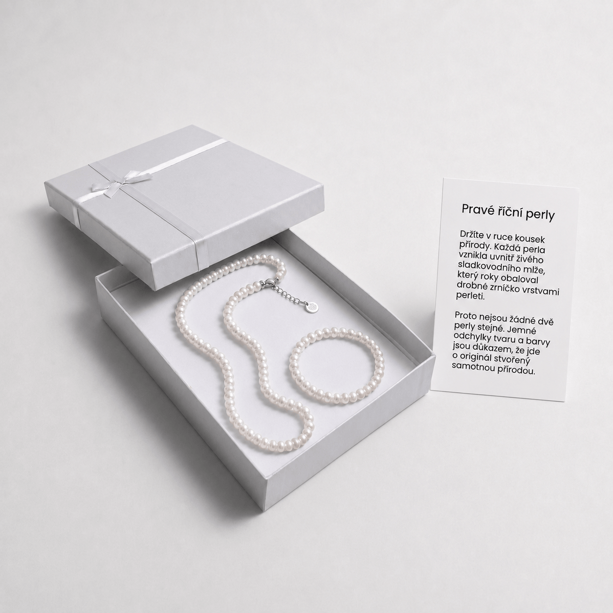 Říční perly set bílé náhrdelník vel. 0,5 cm, obvod 45 cm
