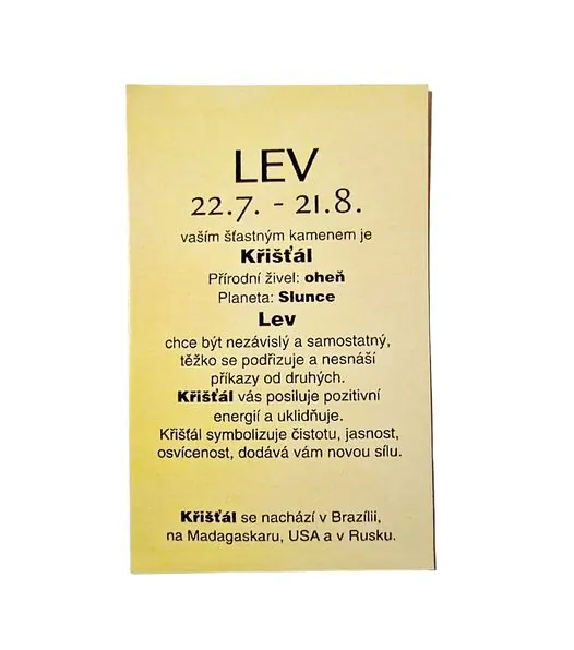 Hematit náramek - znamení zvěrokruhu Lev s kartičkou