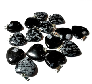 Obsidian vločkový (sněžný) srdíčko  vel.2cm  