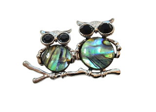 Brož sovičky dvě s perletí Paua