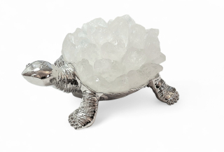 Křišťál želva na kovovém podstavci