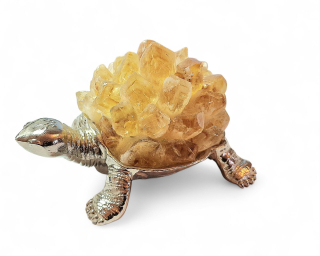 Citrín želva na kovovém podstavci