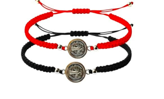 Ochranný náramek s amuletem sada černý + červený