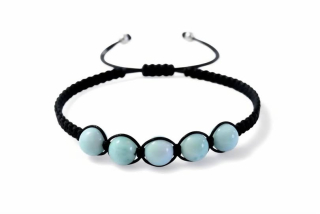 Larimar náramek Shamballa 5kuliček