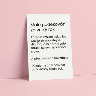 Kartička růženín – PODĚKOVÁNÍ pro učitelky