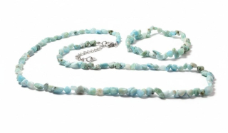 Larimar sada náhrdelník kratší 46cm + náramek nepravidelný 
