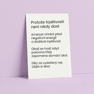 Kartička ametyst – PODĚKOVÁNÍ pro učitelky