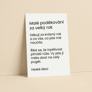 Kartička obecná – PODĚKOVÁNÍ pro učitelky