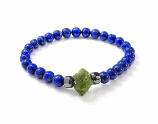 Náramek s vltavínem - NEBE - Lapis lazuli