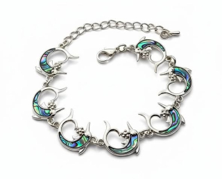 Náramek s perletí Paua delfín zatočený