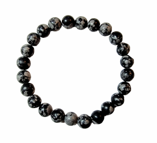 Obsidian vločkový náramek kuličky 0,8cm