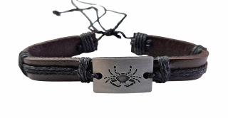 Náramek kožený  RAK stříbrný