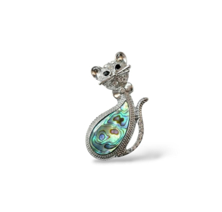 Brož kočička malá s perletí Paua