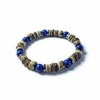 Náramek kombinovaný lápis lazuli + hematit + dřevo