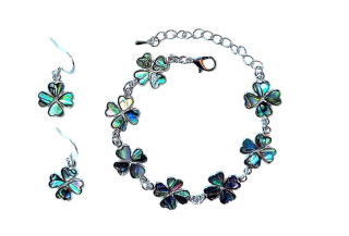 SET Paua: Náramek + náušnice čtyřlístek