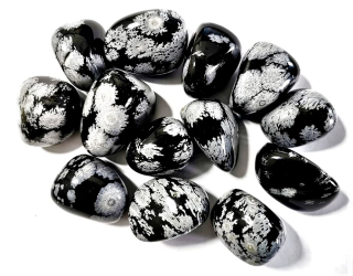 Obsidian vločkový (sněžný) tromlovaný 