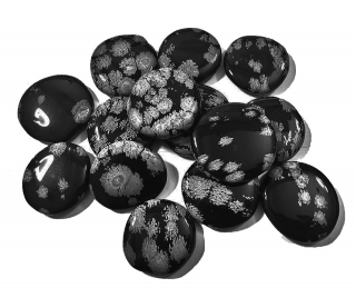 Obsidian vločkový (sněžný) placičky