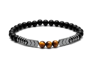 Lávový kámen s hematitem, tygří oko - elegantní náramek