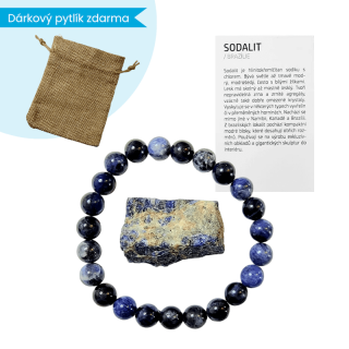Sodalit náramek s minerálem a kartičkou + dárkový pytlík ZDARMA