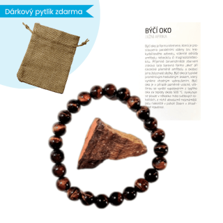 Býčí oko náramek s minerálem a kartičkou + dárkový pytlík ZDARMA