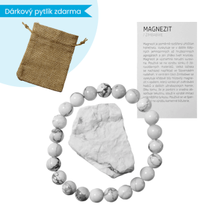 Magnezit (howlit) náramek s minerálem a kartičkou + dárkový pytlík ZDARMA