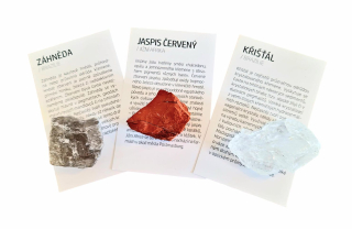 Sada přírodních minerálů 3ks s popisem 