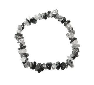 Křišťál s turmalínem náramek sekaný 