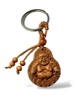 Dřevěný přívěsek Buddha - klíčenka č.1